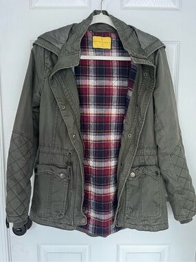 Prince & Fox Olive Green Hooded Utility Jacket Size Small